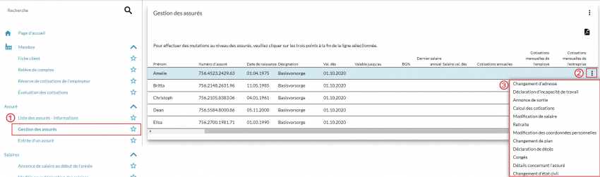 Gestion des assurés pour des mutations et notifications