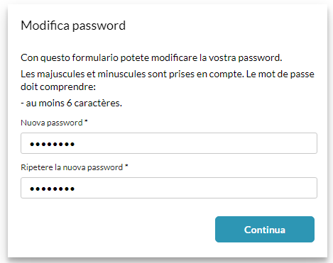 Modifica password