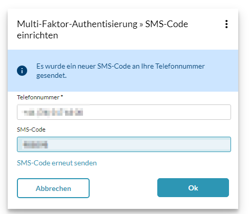 SMS-Code eingeben