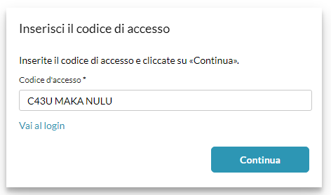 Inserisci il codice di acesso