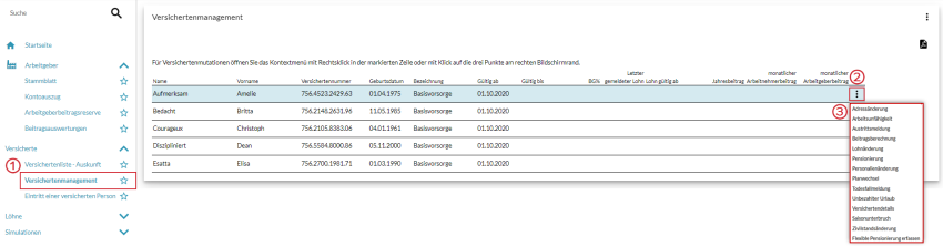 Versichertenmanagement (Mutationen und Meldungen)