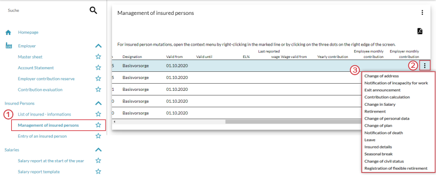 Versichertenmanagement (Mutationen und Meldungen) EN