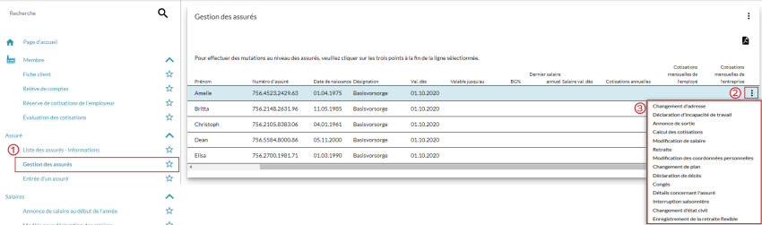 Versichertenmanagement (Mutationen und Meldungen) FR