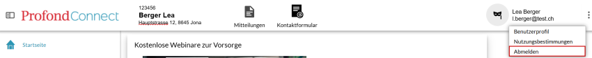 Abmelden von ProfondConnect