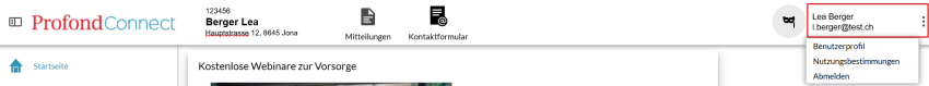 Benutzereinstellungen ProfondConnect