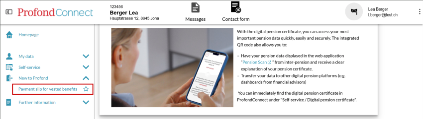 Payment slip for vested benefits