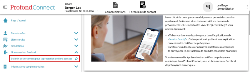 Bulletin de versement pour prestation de libre passage