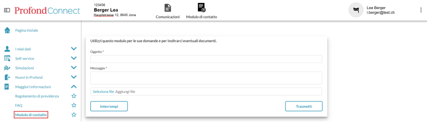 ProfondConnect Modulo di contatto