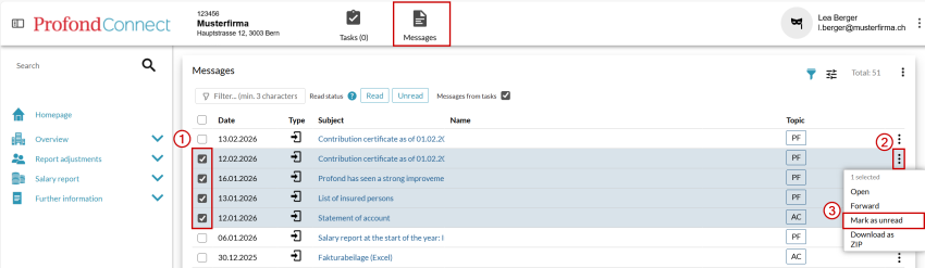 Mark messages as read/unread