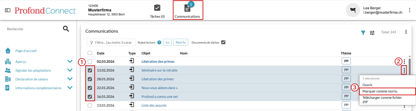 Marquer les messages comme lu/non lu