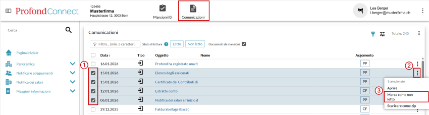Contrassegnare i messaggi come letto/non letto