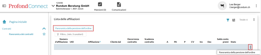Richiedi una panoramica della pensione presso ProfondConnect