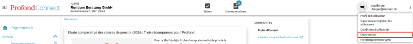 Déconnecter avoir utilisé ProfondConnect