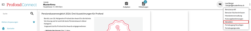 Von ProfondConnect abmelden