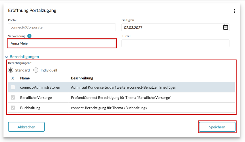 Neue Benutzer erfassen - Details angeben
