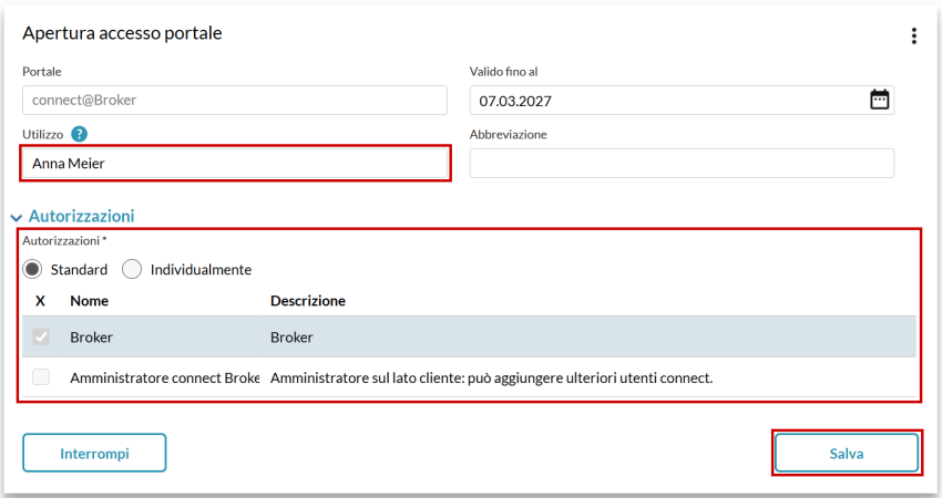 Registrare un nuovo utente su ProfondConnect