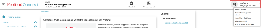 Accedere alle impostazioni utente