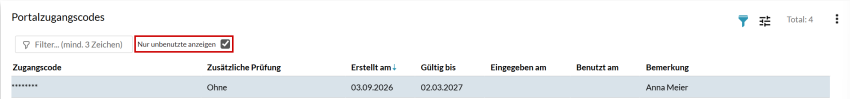 Portalzugangscodes ProfondConnect