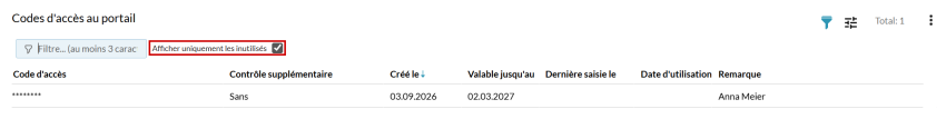 Codes d'accès au portail ProfondConnect